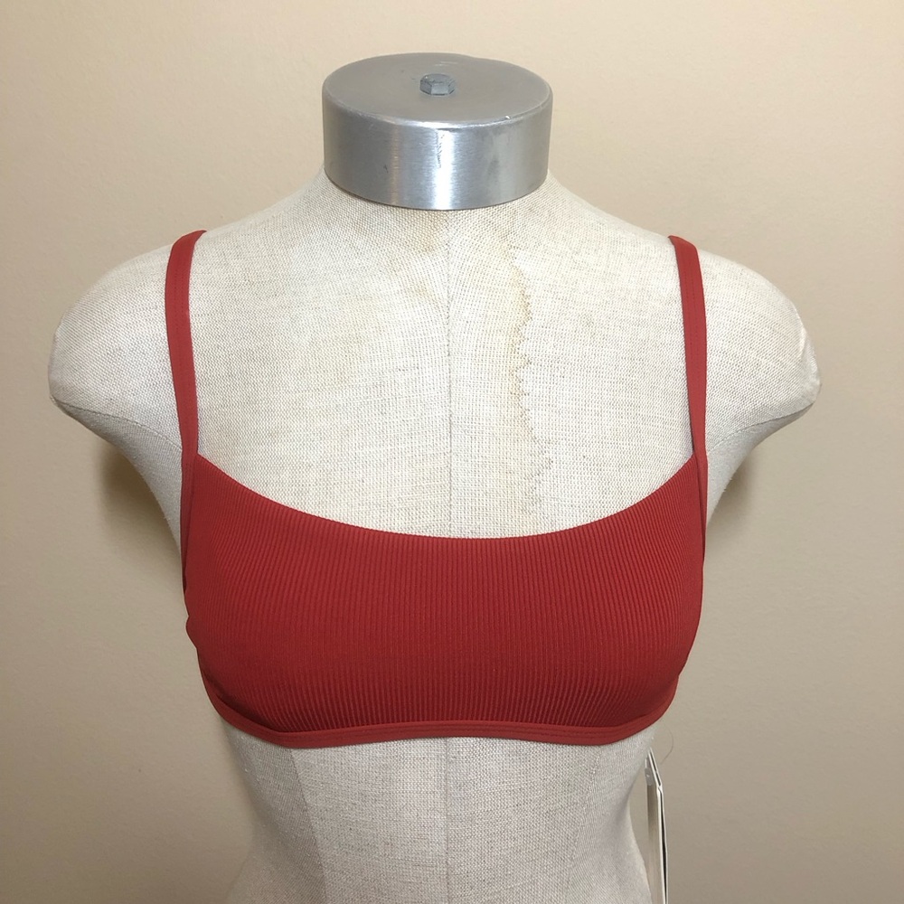 L*Space Gemma Redwood rust bikini top rib ribbed fabric earth tone minimalist